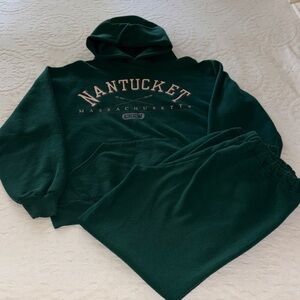 Russell Athletic Nantucket Unisex Crew Forest Green Hoodie & Sweatpants Set M